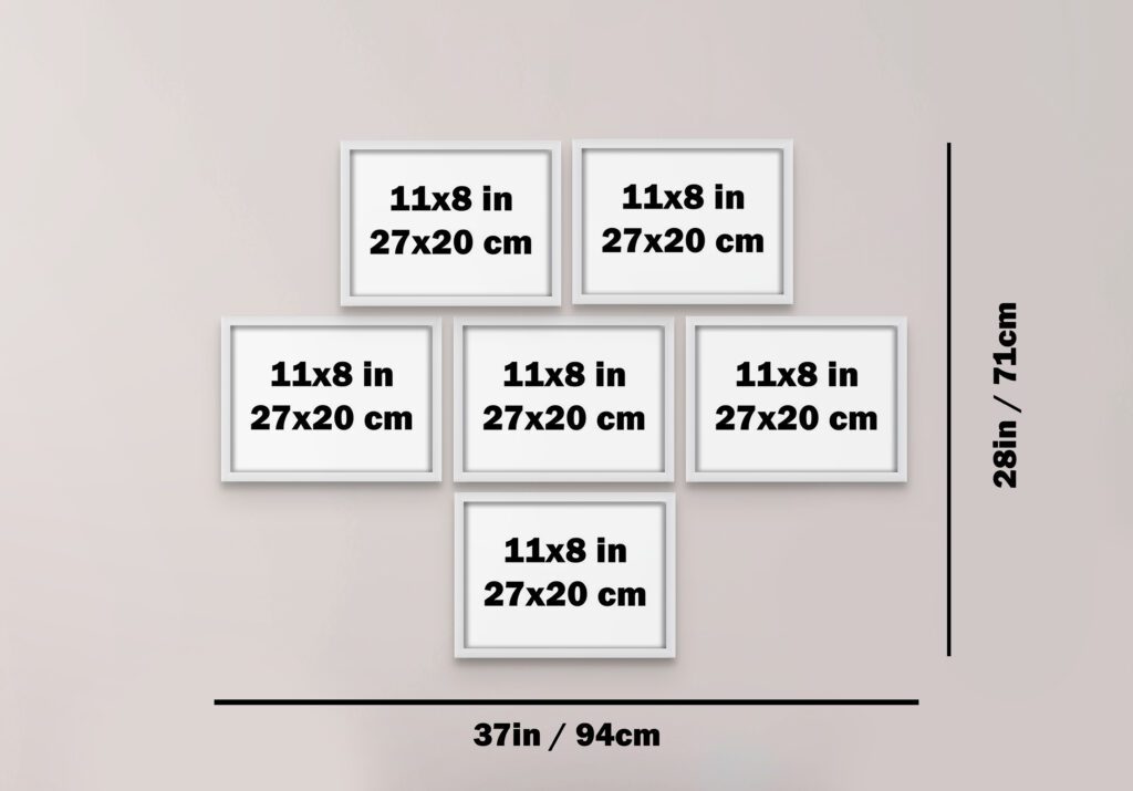 6 Photo Wall tile Layout. Removable, Adhesive, High quality