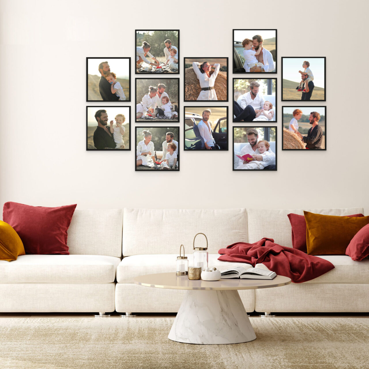 12 Photo Tiles - Customisable Wall Gallery